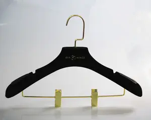 2024 Hete Verkoop Wit Zwart Fluweel Gevlokt Plastic Bruiloft Bruidsjurk Hanger Voor Kleding Anti-Slip Vrouwen Top Kleerhanger