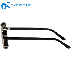 Lunettes de soleil classiques polarisées en acétate noir, rondes pour hommes, avec Clip, étiquette privée - Product Image 5