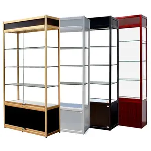 Hot Sale Gehard Glas Houten Sieraden Display Showcase/Draagbare Sieraden Display Showcase