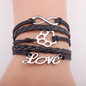 pasteles de Moda de múltiples capas de cuero pulsera cuerda trenzada abuela pulsera alfabeto joyería de las señoras regalos - Product Image 5