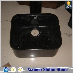 SH STONE wastafel dapur batu granit, bak cuci piring persegi hitam