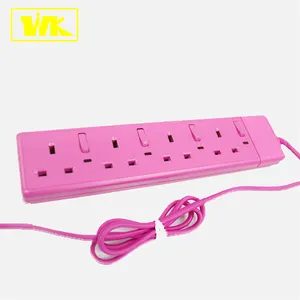 WK British Individual 4 Gang Switch Extension Socket\Lead in 2M Cable
