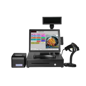 WIFI Pos Terminal with 80mm Receipt Printer ,scanner ,cash Drawer 4:3 TFT 15" Touch Screen