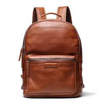 Luojia-mochila de viaje de cuero auténtico para hombre, de estilo vintage bolso de viaje, 100% de cuero puro