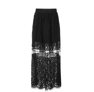 2021 New Arrival Couture Ladies Faldas Para Mujer Knee Length Pencil Skirts For Women Vintage Black Lace Skirt