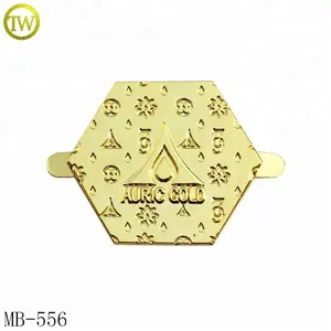 Custom gold logo badge designs handbags accessory brand metal handmade nameplate for luggage