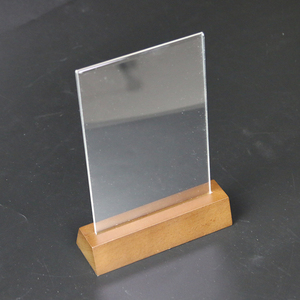 <span class=keywords><strong>Support</strong></span> d'affichage de poster en acrylique cristal sur base en bois en forme de T A6, <span class=keywords><strong>support</strong></span> de menu de table magnétique et non magnétique avec bois - Product Image 4