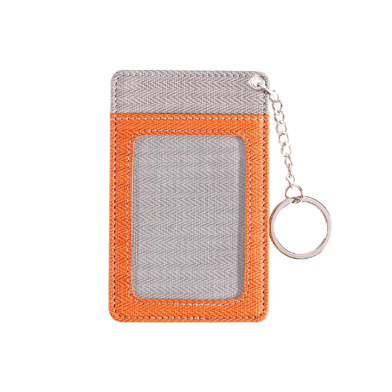 מותאם אישית עור מפוצל כרטיס ביקור מחזיק כרטיס אשראי מקרה עם מתכת מפתח טבעת