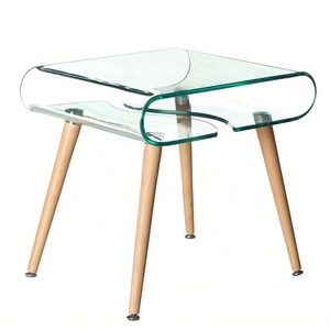 Furniture Design Bent <strong>Glass</strong> Side <strong>Table</strong> Clear <strong>Curved</strong> Bent <strong>Glass</strong> <strong>Table</strong> Small <strong>Table</strong> Factory Sell Directly Price - Product Image 2