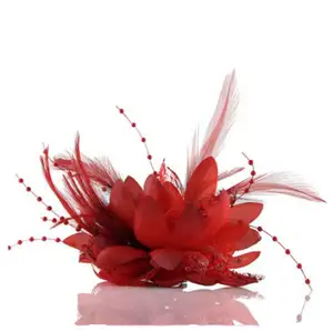 Yiwu Braut Schmuckstück Rot Hochzeit Kopf Blume Corsage Feder Kopfschmuck Hochzeit Shop Handgelenk Blume Braut schleier