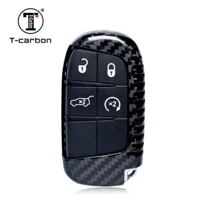 T-carbon carbon fiber car key case Car key bag for 2015-2021 Dodge Charger parts 17 challenger Hellcat JEEP key cover