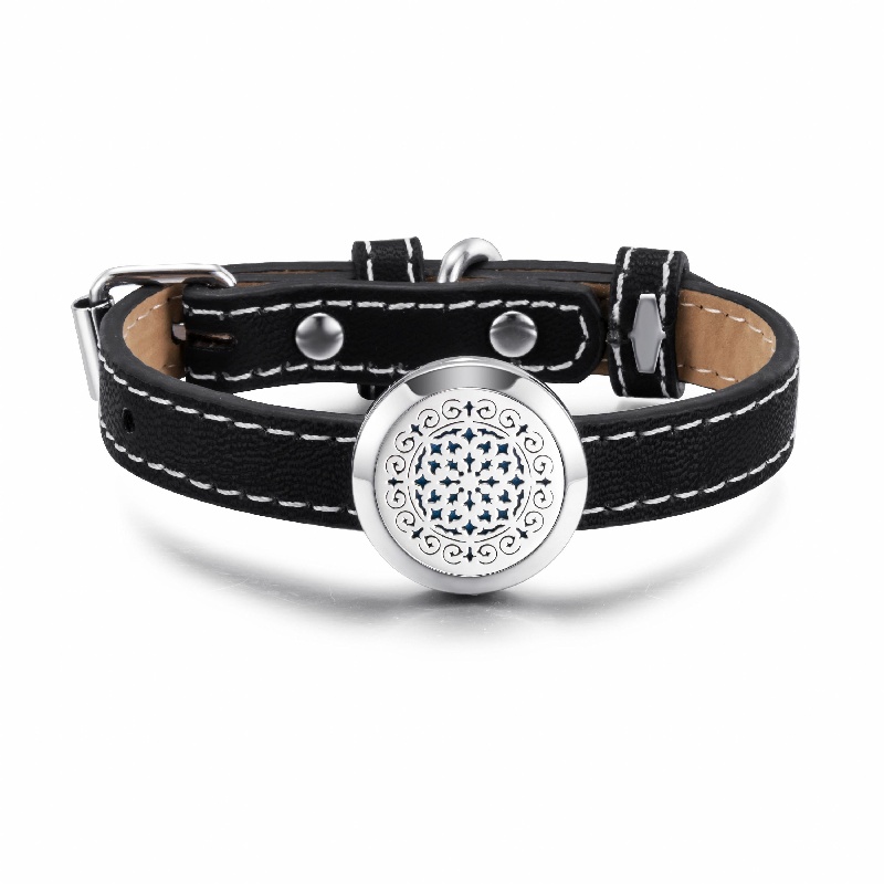 Изготовленный На Заказ ошейник для собак из натуральной кожи с диффузором эфирного масла из нержавеющей стали