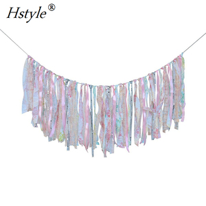 Cortina de Tela Estilo Bohemio con Adornos de Encaje, Guirnalda, Flecos y Estilo Gypsy PL530 - Product Image 2