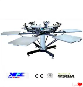 6 color 6 station rotary silk screen printing machine for t-shirt