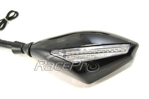 RACEPRO-espejo lateral para motocicleta, piezas personalizadas, Universal, LED integrado, para <span class=keywords><strong>Motocross</strong></span>, con luz de señal de giro, para <span class=keywords><strong>Kawasaki</strong></span> Ninja 250 <span class=keywords><strong>300</strong></span> - Product Image 4