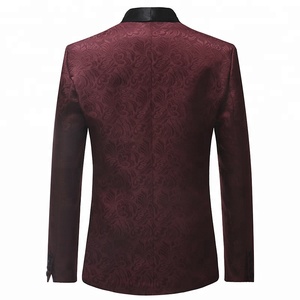 HD103 Trajes de <span class=keywords><strong>Hombre</strong></span> de Moda a Medida, Conjunto de 2 Piezas de Jacquard Rojo Borgoña, Esmoquin de Padrino, Trajes de Boda, Terno Masculino - Product Image 4