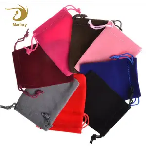 Portable Flocking Handmade Velvet Jewelry Bag Drawstring Small Jewelry Gift Bag