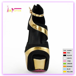 peep toe de lujo de oro vestido de lujo plataforma mujeres tacones altos grandes damas de gran tamaño de moda bombas - Product Image 3