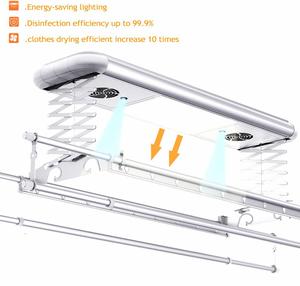 Séchoir <span class=keywords><strong>à</strong></span> <span class=keywords><strong>linge</strong></span> électrique automatique de luxe en aluminium pour balcon intérieur, avec télécommande et éclairage LED - Product Image 4