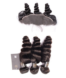 แสงแดด Peruvian Virgin Hair Hair WAVE <span class=keywords><strong>3</strong></span> รวมกลุ่มกับลูกไม้ปักด้านหน้าผู้หญิงหลวม WAVE สานผม CURLY - Product Image 1