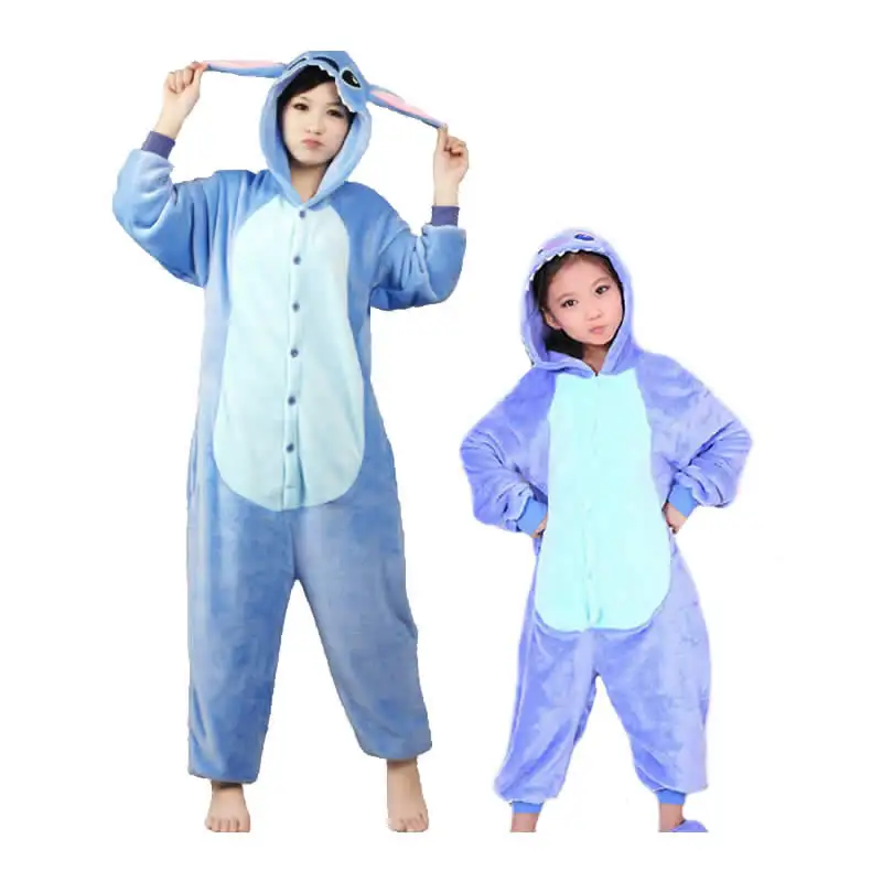 Bán Buôn Trẻ Em Chân Hoodie Bộ Đồ Ngủ Trẻ Em In Flannel Ngủ Động Vật Dễ Thương Pyjama Stitch Ấm Mùa Đông Mùa Thu Mùa Xuân