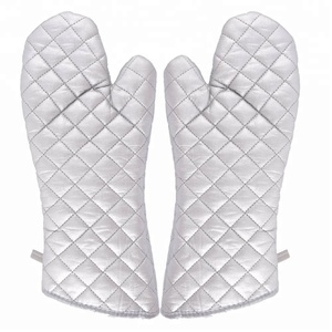 Kitchen Bakery Heatproof Microwave Baking Oven Mitt <strong>Gloves</strong> <strong>Silver</strong> White - Product Image 1