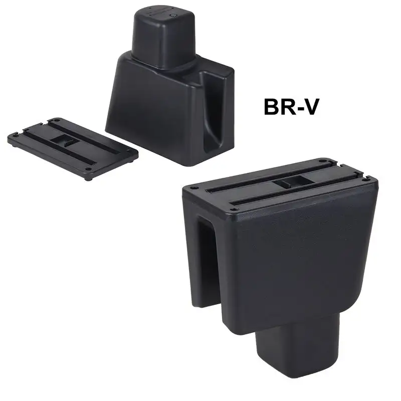 Hoge Kwaliteit Japan BRV BR-V PVC Verstelbare Arm Armsteun Center Console Box Zwart Leer met USB