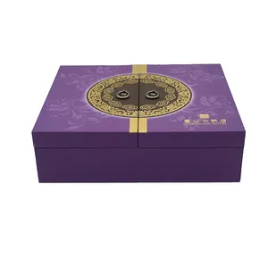 Individuelles logo gold gedruckt dekorationen design geschenk verpackung papier box mooncake verpackung box