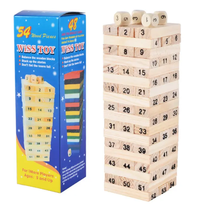 ZF44 New Wooden Domino Tower Wood Building Blocks Toy Stacker Extract Building Game Educational toy kids Gift