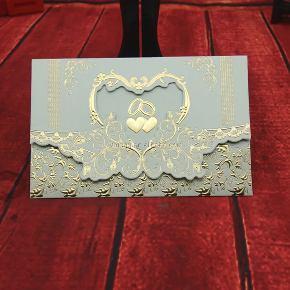 Tarjeta de invitación de boda árabe de muselina de lujo de impresión gratuita, tarjetas de felicitación de boda de fabricante de precio más bajo