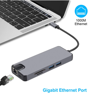 Giá rẻ Giá sản phẩm mới 8 trong 1 3.1 USB C Loại C trung tâm để RJ45 Gigabit Ethernet PD sạc + HDMI + VGA + 2 * USB 3.0 + SD/TF Đầu Đọc Thẻ - Product Image 5