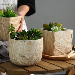 Lifelike <strong>Wood</strong> Texture <strong>square</strong> Garden Decoration Concrete Flower Pot Molds / Cement <strong>Planter</strong> for Succulent Plants - Product Image 2