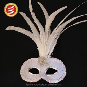 Masker Burung Unta Putih Cosplay Resin Masker Bulu