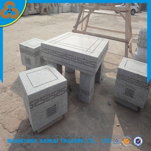 Tables et chaises modernes de jardin <span class=keywords><strong>en</strong></span> pierre Produit de sculpture sur banc pour table basse Table d'échecs - Product Image 4