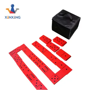 Gigante di Legno Domino 28 Pezzo Set con il Sacchetto, Jumbo red & Black Numeri, bambini Adulti Giochi All'aperto