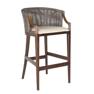 Diseño Tropical tejido de ratán marco de madera de Fresno sólido restaurante <span class=keywords><strong>Bar</strong></span> mostrador taburete silla con cojín de tela - Product Image 4