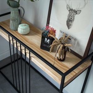 Loft <span class=keywords><strong>Industriale</strong></span> Europea di <span class=keywords><strong>Stile</strong></span> di Metallo Nero Cornice In Legno Rettangolo ConsoleTable Caffè Tavolo Per La Casa Soggiorno - Product Image 3