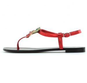 Fabbrica Fatto A Mano di Alta Qualità di Cuoio Reale di Ciliegio di Strass <span class=keywords><strong>Spiaggia</strong></span> <span class=keywords><strong>Sandali</strong></span> Piatti per Le Donne - Product Image 4