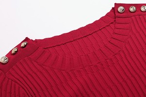 Maglione semplice Pullover autunno inverno in <span class=keywords><strong>maglia</strong></span> Casual <span class=keywords><strong>a</strong></span> mezza manica rossa in <span class=keywords><strong>maglia</strong></span> da donna - Product Image 3