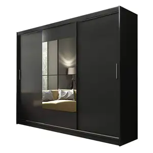 Armoire en bois pour chambre à coucher moderne 1 miroir 3 portes coulissantes rangement grandes armoires sur mesure