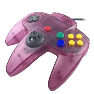 用于N64控制器的透明紫色复古经典64，用于N64 64控制台视频游戏系统的有线控制器游戏手柄操纵杆