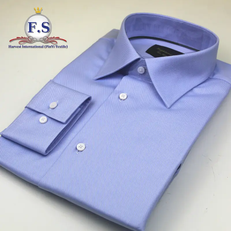 Синие Саржевые высококачественные мужские классические рубашки на заказ