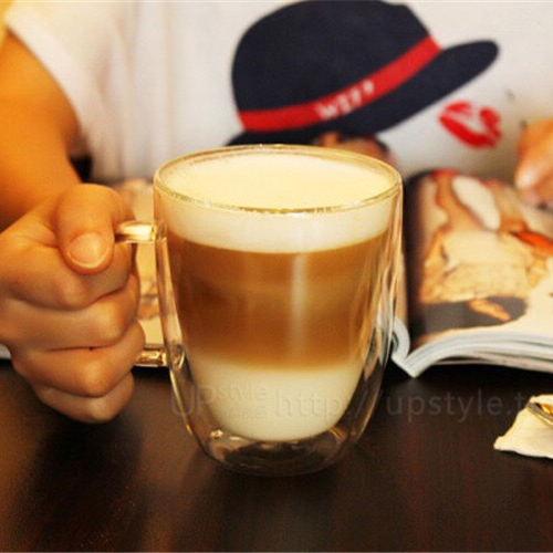 16oz double wall glass coffee mug