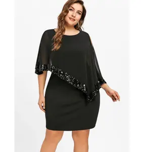 Kadınlar Popüler Türleri Yaz Bodycon Elbiseler Şişman Kadın Büyük Plus Size Pullu Elbise