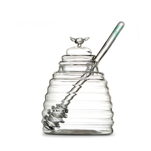 Glass Jars Honeycomb Shape Glass Storage Jars Glass Bee Honey Storage Glass Jars Honeycomb Shape For Kitchen Display