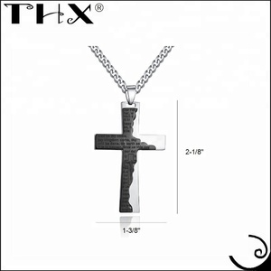 Accepter une commande personnalisée en acier inoxydable hommes croix Ip tablette prière en anglais pendentif collier comprend 24 gourmette chaîne - Product Image 3