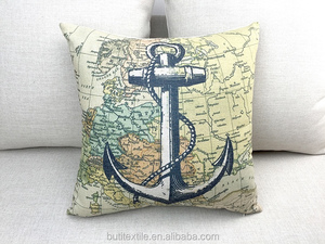 Mediterraner Stil Anker Kompass Karte Nautischer Druck Kissen bezug Nautischer Kissen bezug Dekoratives Wurf kissen