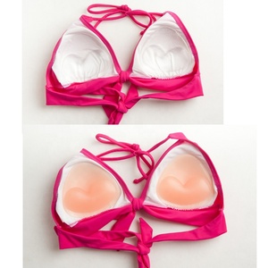 Coussinets de soutien-gorge en silicone triangulaires push-up, coussinets de poitrine en cristal, coussinets de maillot de bain, couleur nude/transparente, pour rehausser et rembourrer la poitrine - Product Image 4