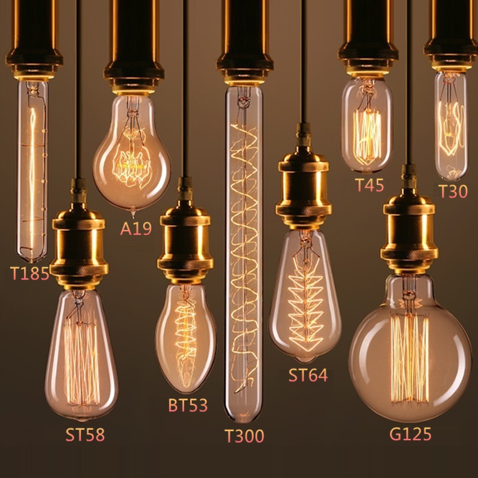 e27 e26 b22 e14 vintage edison light bulb 25w 40w 60w antique incandescent filament lamp A19 ST64 ST58 G95 G125 T45 C35 T30 T45