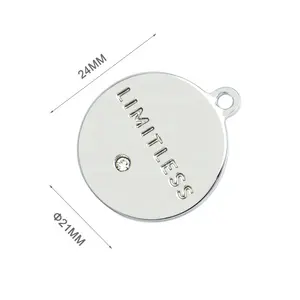 Custom Ronde Metalen Logo Tag, Opknoping Metalen Naam Tags Label met Diamant voor Tassen